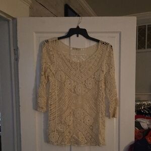 Chic Lace Scoop Neck Sweater